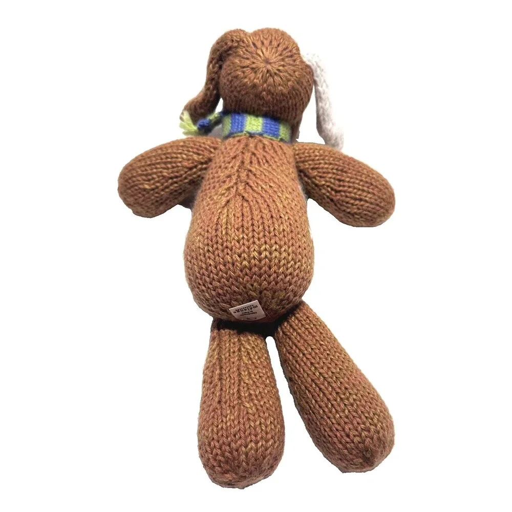 Melange Collection Brown Spotted Knit Puppy Striped Scarf Dog Handmade In Peru